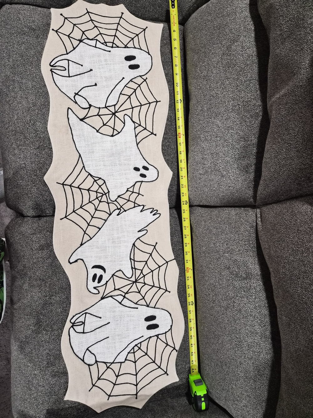cupcakes & cashmere Beige and White Ghosts Halloween Table Runner